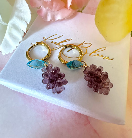 Purple grape gold earrings.