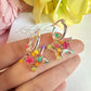 Rainbow petal confetti Star hoop earrings