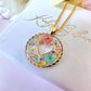 Gold Pastel confetti flower Heart necklace.
