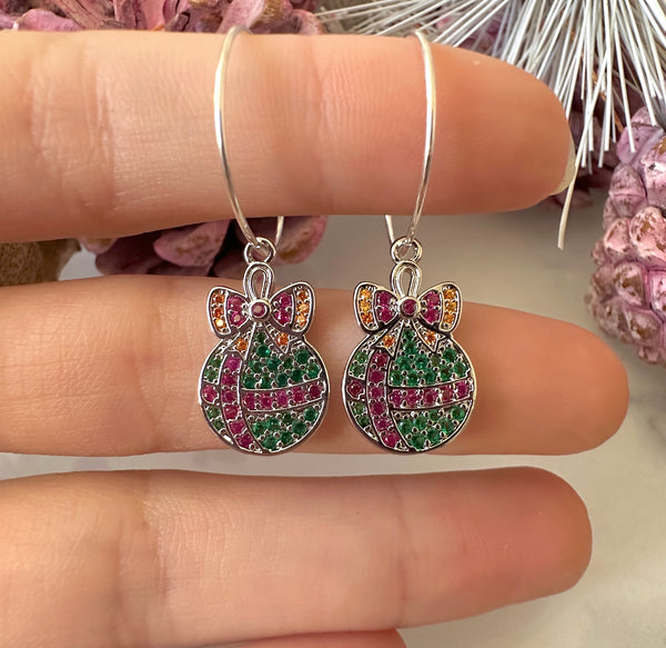 Silver Diamanté Bauble Hoop earrings.