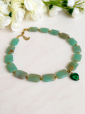 Green Agate stone Heart necklace.