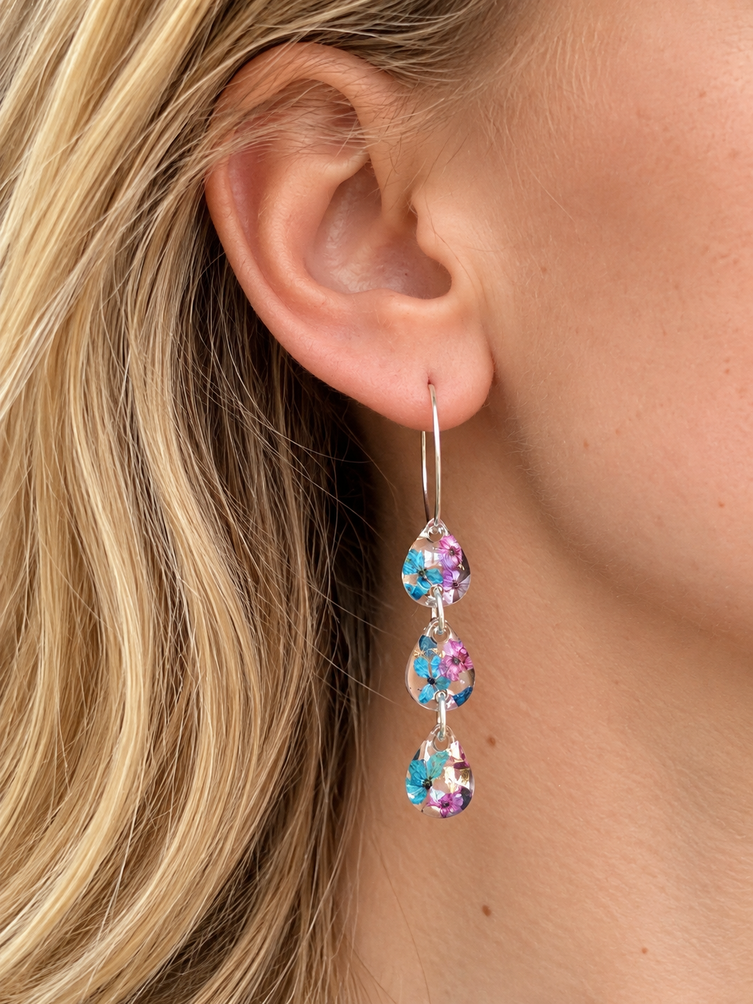 Midnight Plum Tear Drop hoop earrings