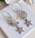 Star Dust Bloom moon hoop earrings