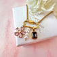 Gold pink flower pearl Charm necklace.