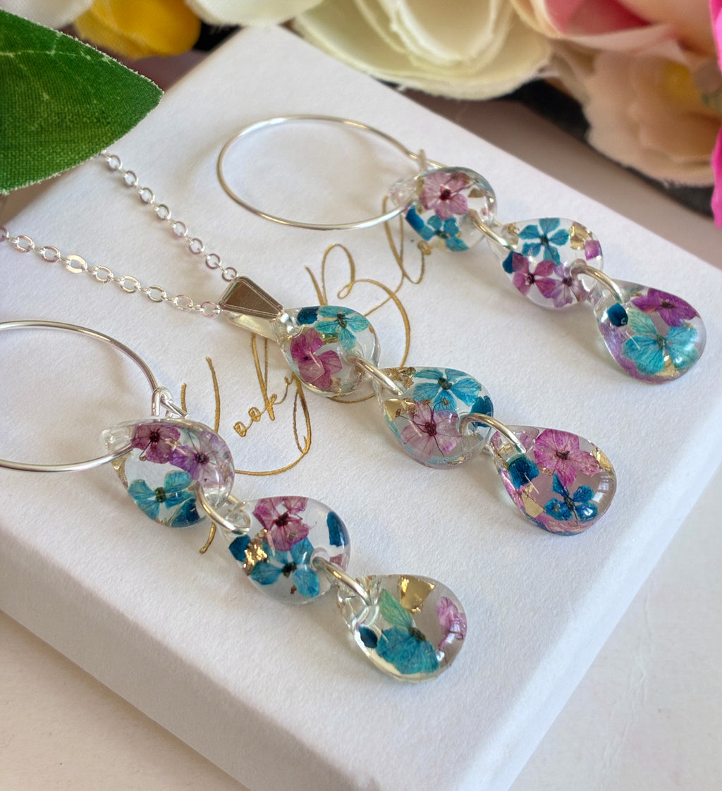 Midnight Plum Tear Drop hoop earrings