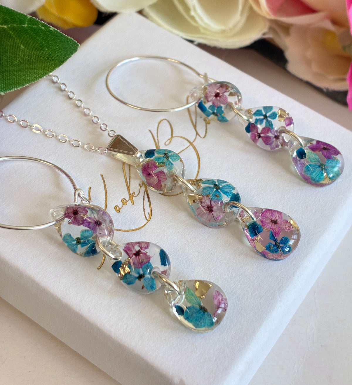 Midnight Plum Tear Drop hoop earrings