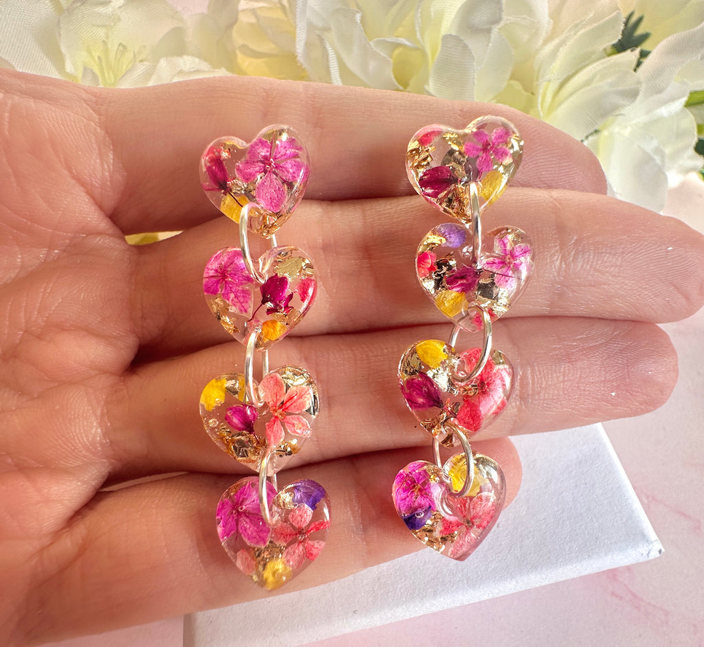 Bloom Heart Drop Silver earrings.