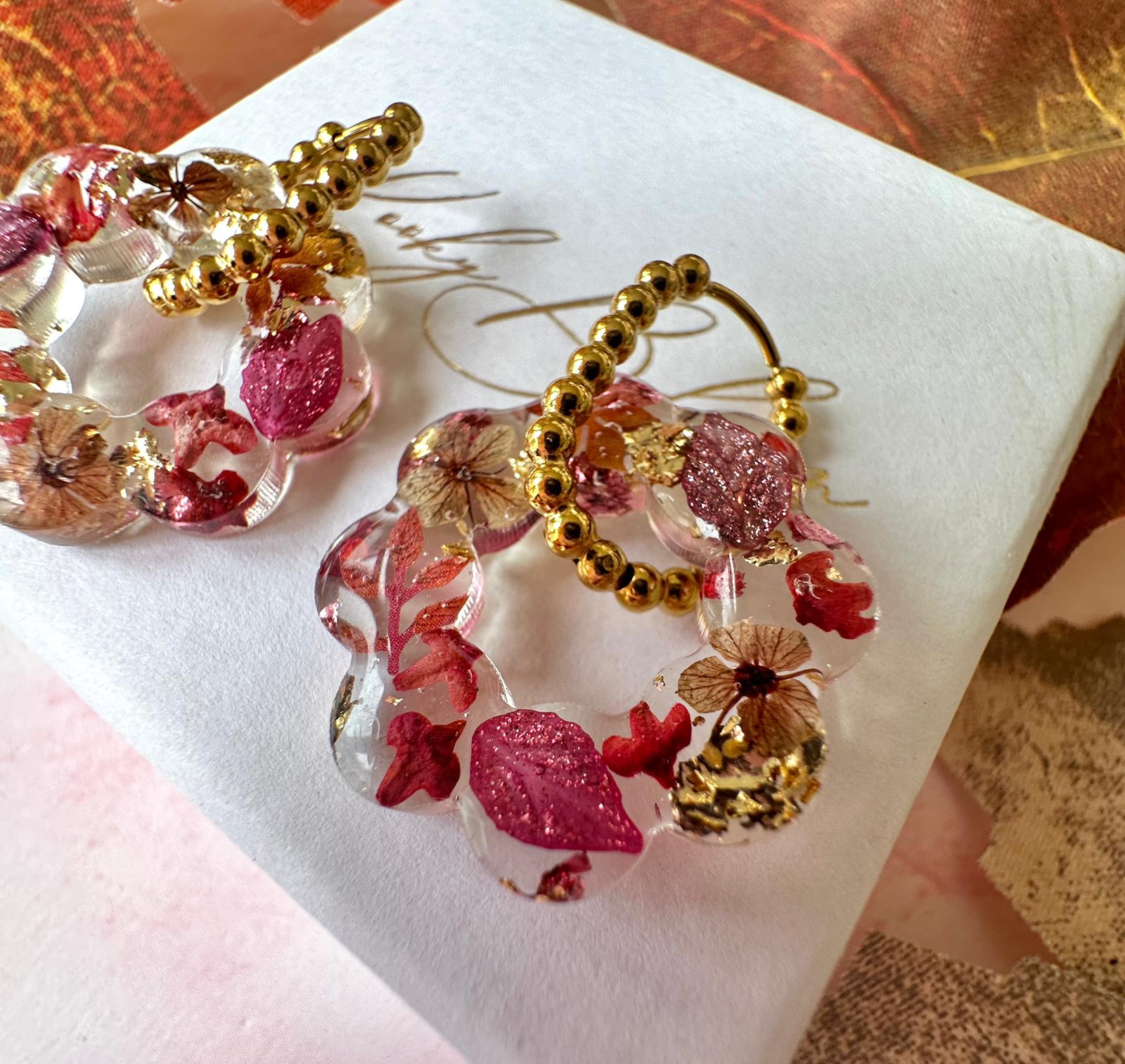 Autumn wreath bloom earrings