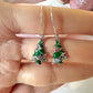 Green colourful Christmas tree Sterling silver hoop earrings.