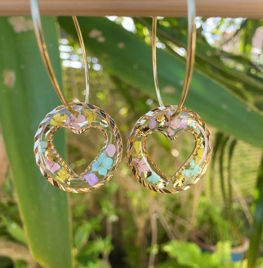Candy heart flower Gold Earrings.