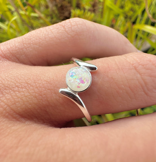 White Opal 925 sterling silver ring