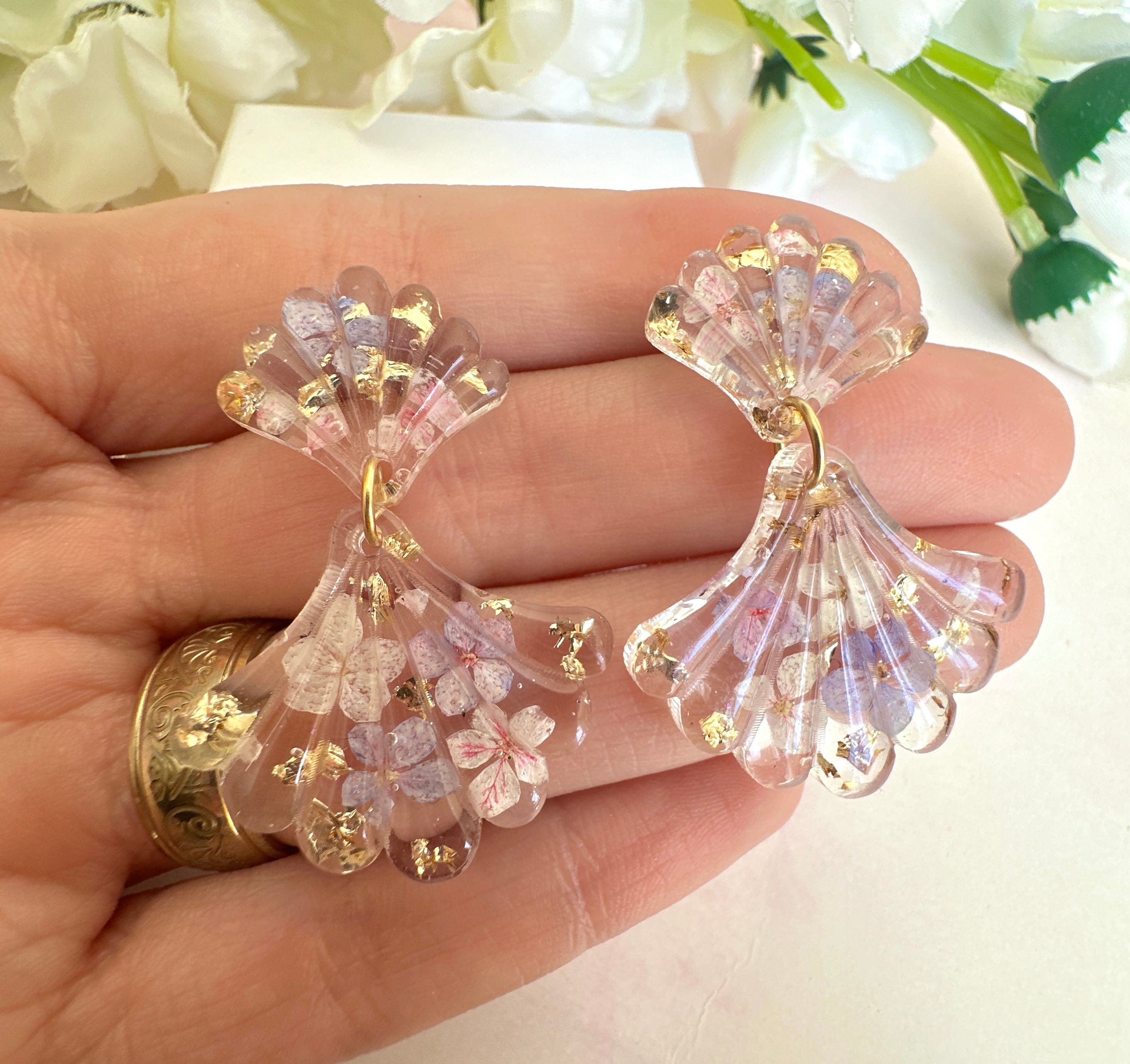 * Limited Edition * Fan drop stud earrings.