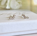 925 sterling silver V Diamanté stud earrings.