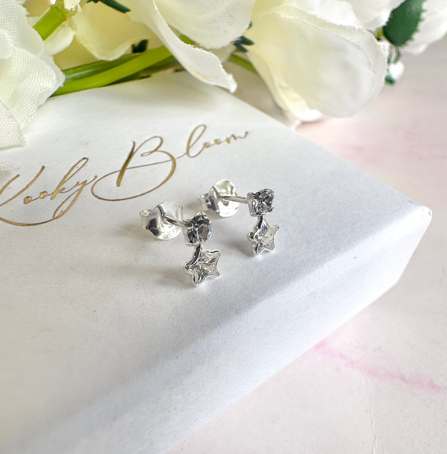 925 Sterling silver CZ Star stud earrings.