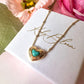 Gold Turquoise Heart satellite chain necklace.