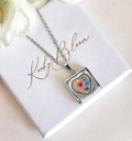 Silver Meadow mosaic heart bloom necklace.