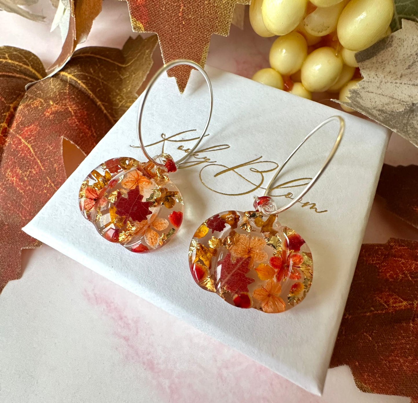 Pumpkin bloom hoop earrings