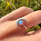 Moon crescent Blue Opal 925 sterling silver ring.