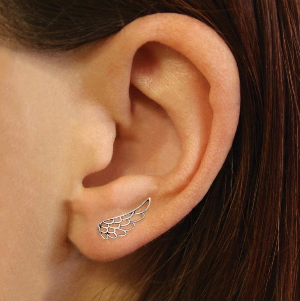 925 sterling silver angel wing ear climbers