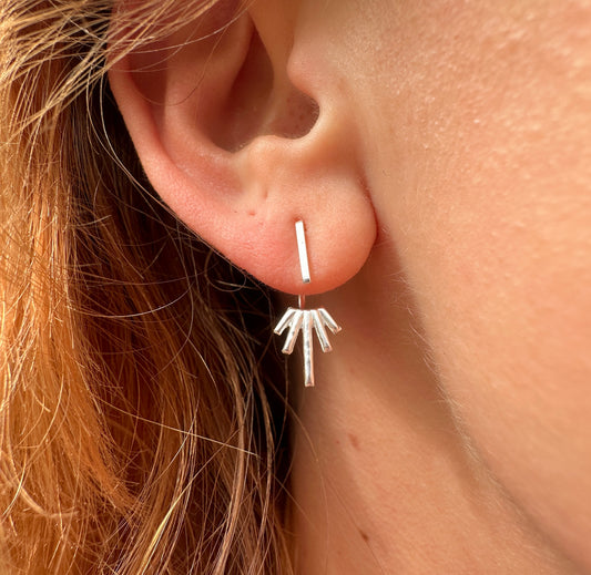 925 sterling silver Spike Under ear Stud earrings.