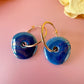 Petrol Blue Ceramic Donut earrings.