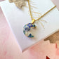 Gold Blue Moon Forget me not flower Necklace