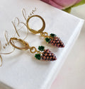 Gold purple Grapes huggie earrings
