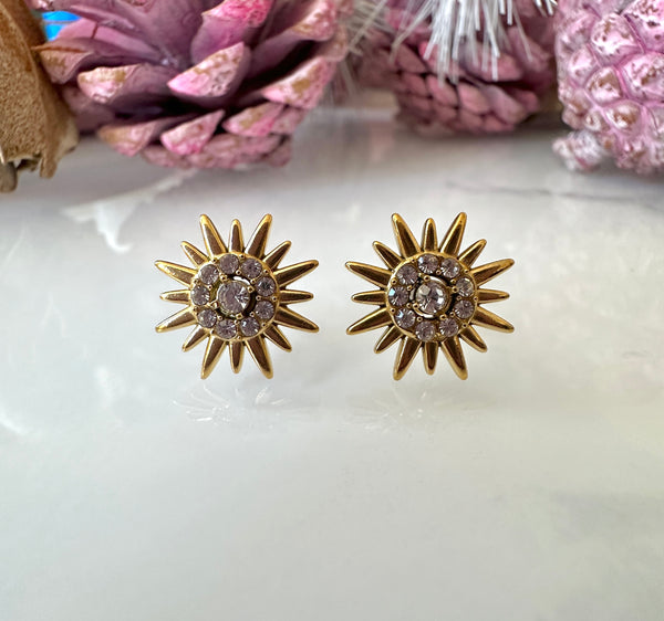Gold CZ Starburst Stud earrings.