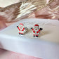 925 sterling silver Father Christmas Santa stud earrings.
