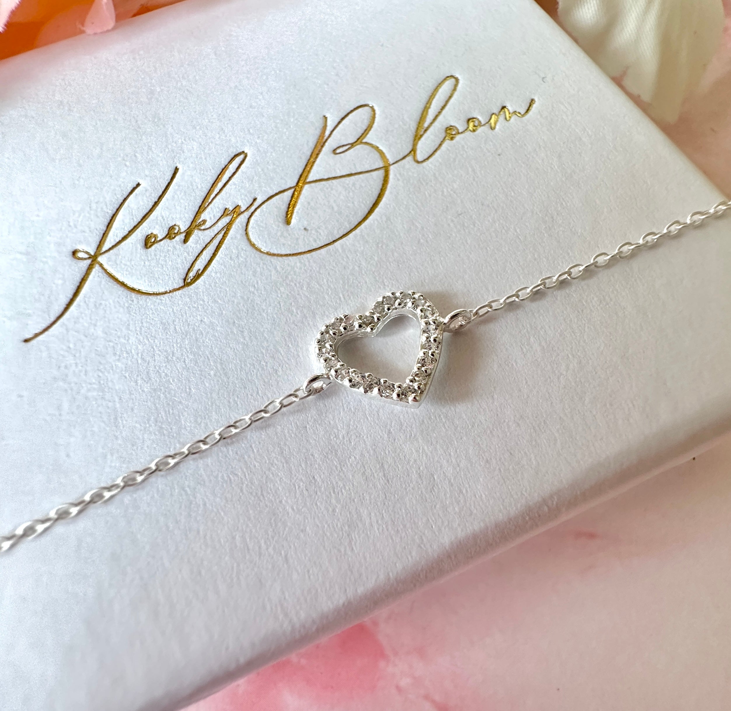 925 sterling silver CZ Heart  Bracelet.