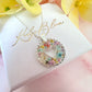 Silver Pastel confetti flower Heart necklace.