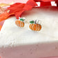 925 sterling silver sparkle Pumpkin stud earrings.