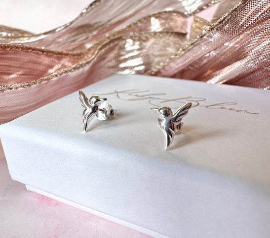 925 sterling silver Humming Bird stud earrings.