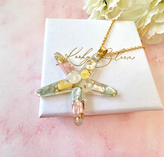 Gold Starfish seashell necklace.