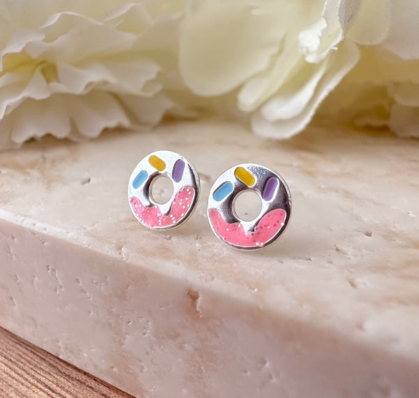 Kooky Kids Donut sterling silver earrings