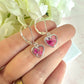 * Limited Edition * 925 sterling silver Pink Petal heart huggie earrings.