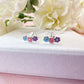 925 Sterling silver Colourful triple flower stud earrings.