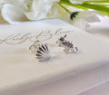 925 sterling silver Seahorse & seashell stud earrings.