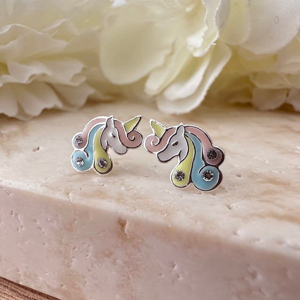 Kooky Kids Unicorn sterling silver earrings