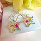 Rainbow petal confetti Star hoop earrings
