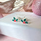 925 sterling silver Holly stud earrings.