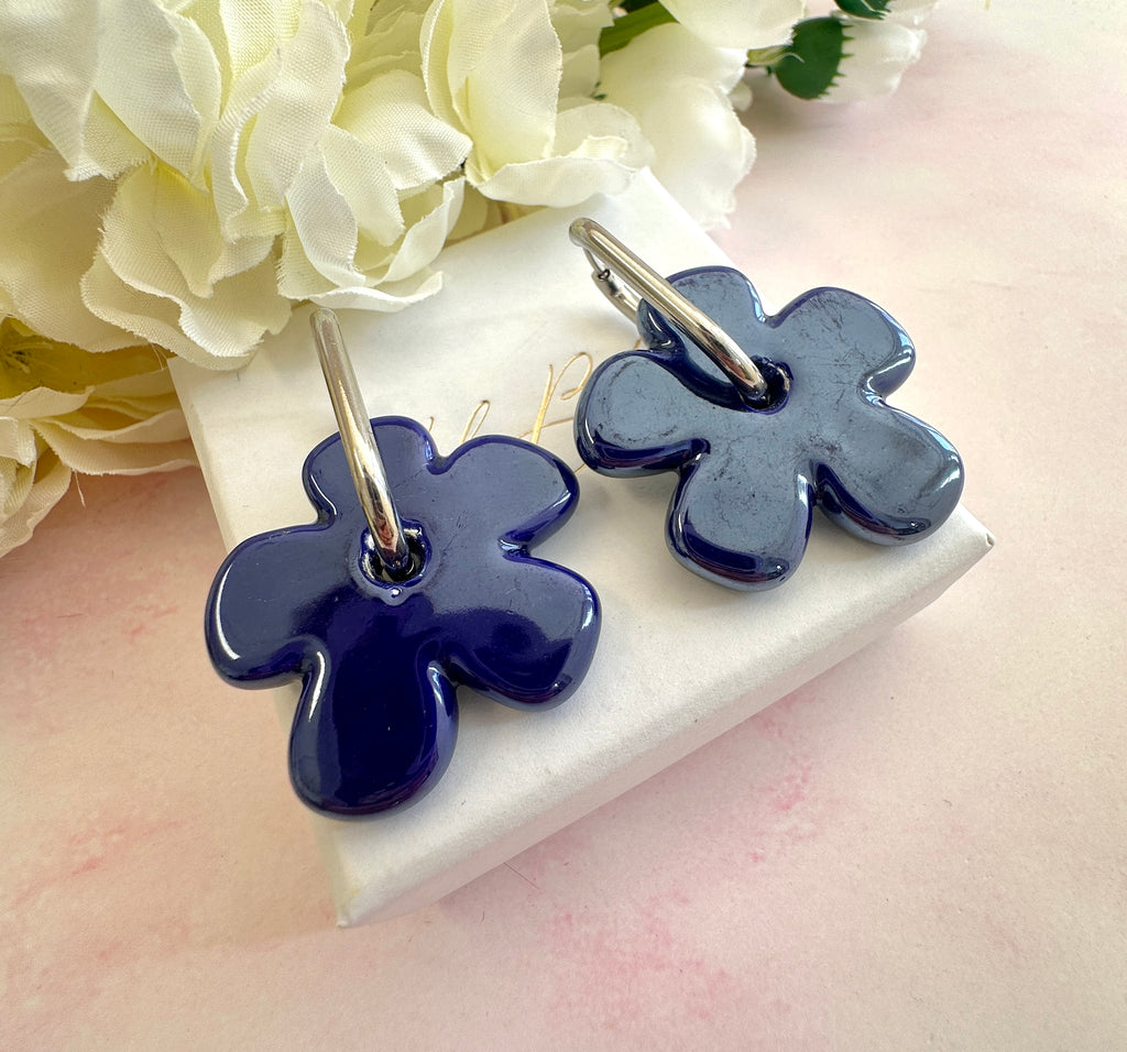Colourful ceramic Flower earrings.