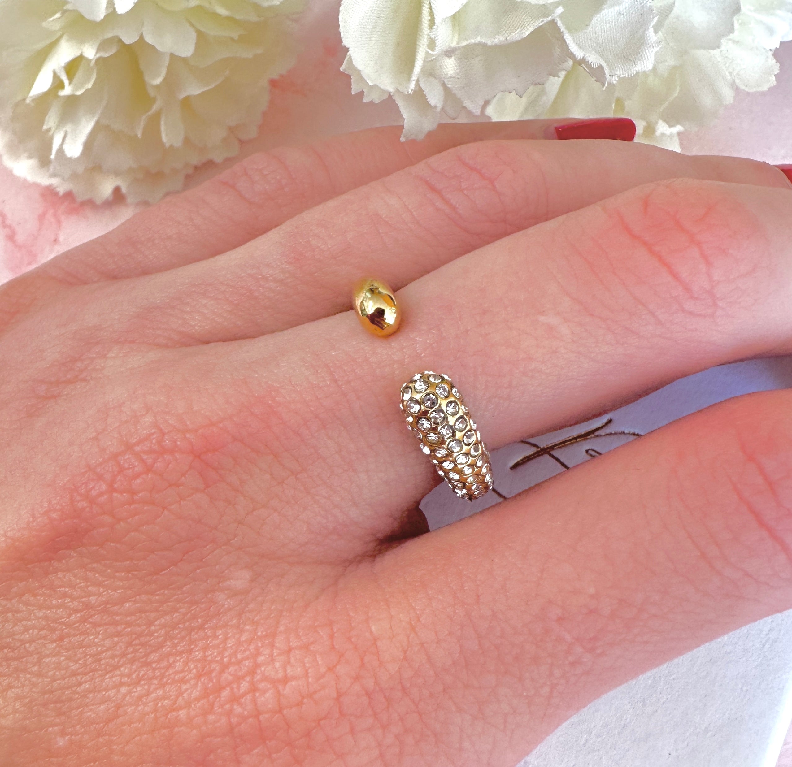 CZ Wrap around adjustable ring.