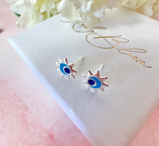 925 sterling silver Blue Moon Sun stud earrings.
