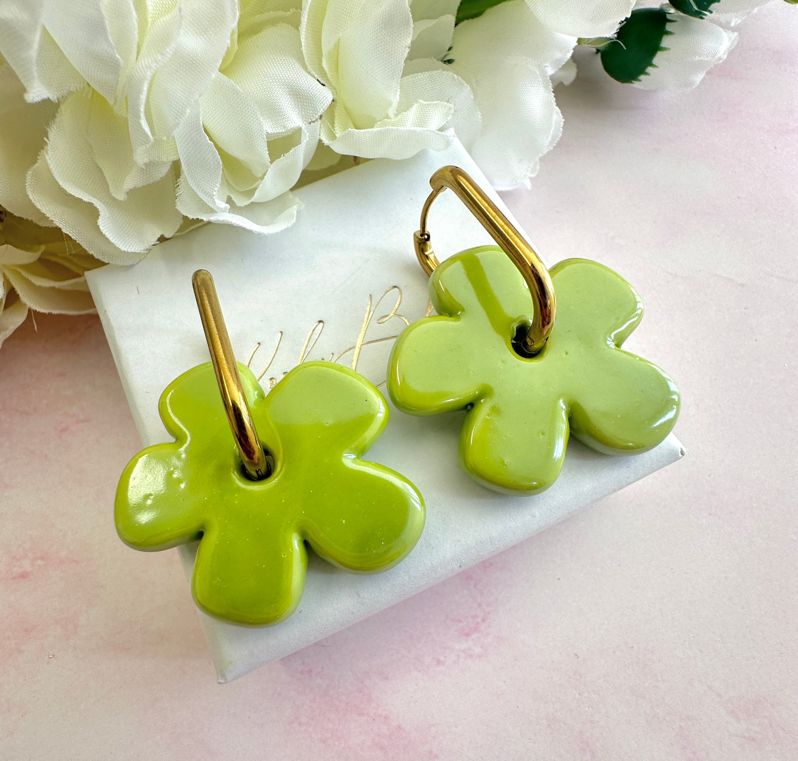 Colourful ceramic Flower earrings.