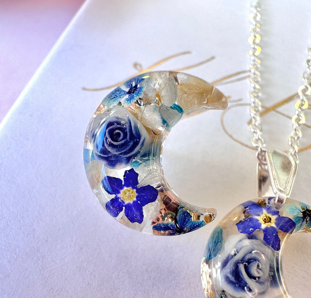 Blue moon Forget me not Sterling silver stud earrings.