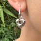 Silver Chunky Heart hoop earrings.