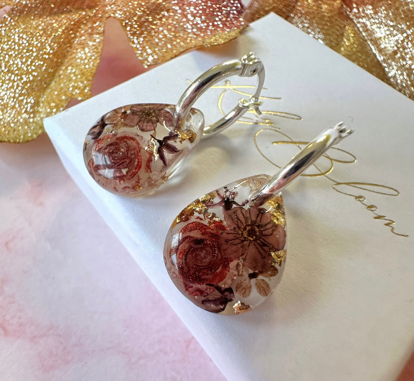 Chocolate teardrop bloom earrings