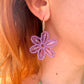 Purple beaded Glass Flower Hoop earrings.