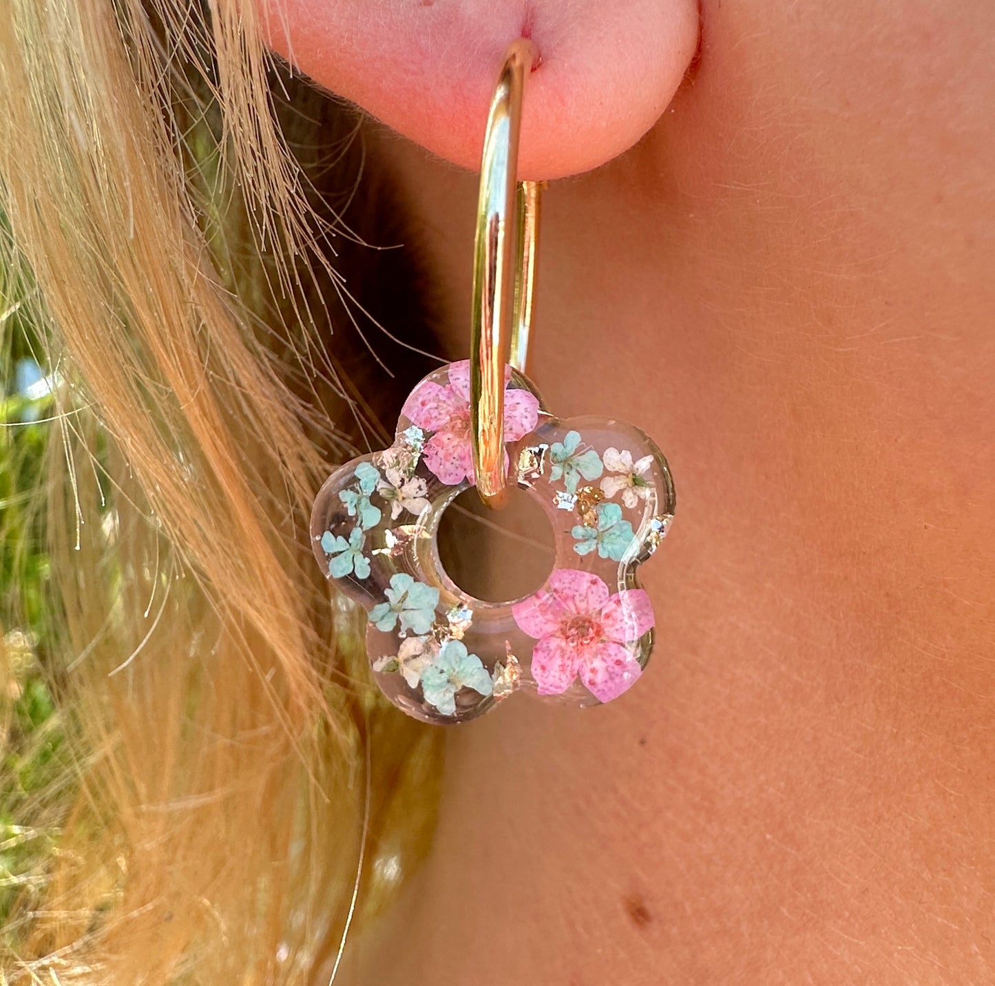 Bloom Flower Donut Hoop earrings.